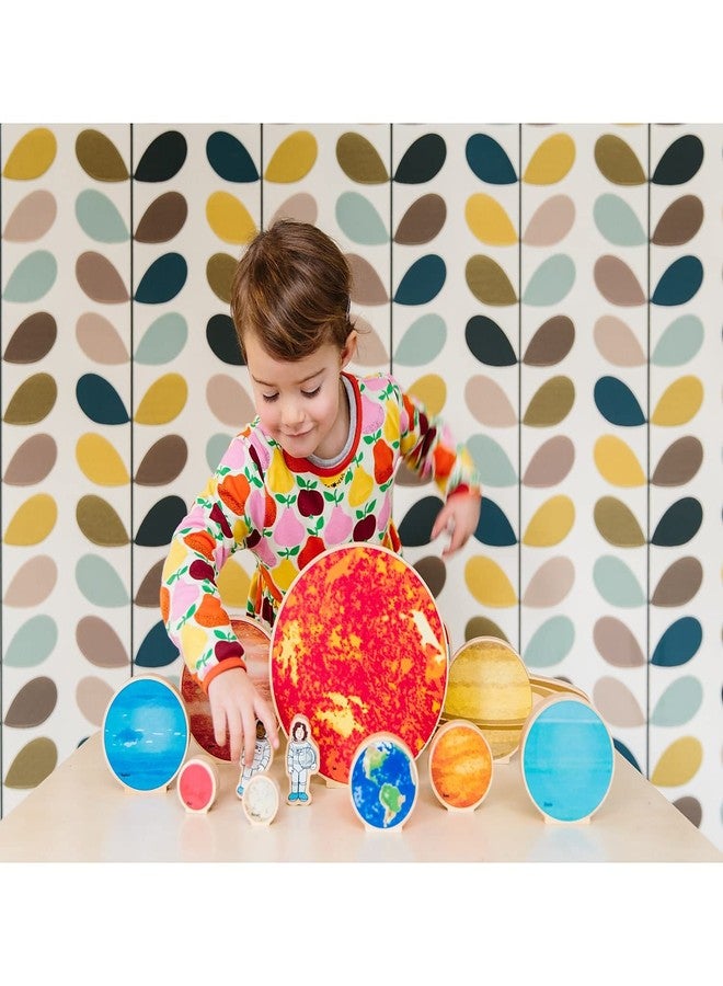 THE FRECKLED FROG Traveling in Space - Set of 12 - Ages 2+ - Wooden Blocks for Toddlers - Includes Planets, Sun, Astronauts and Rocket - Double-Sided - Image 4